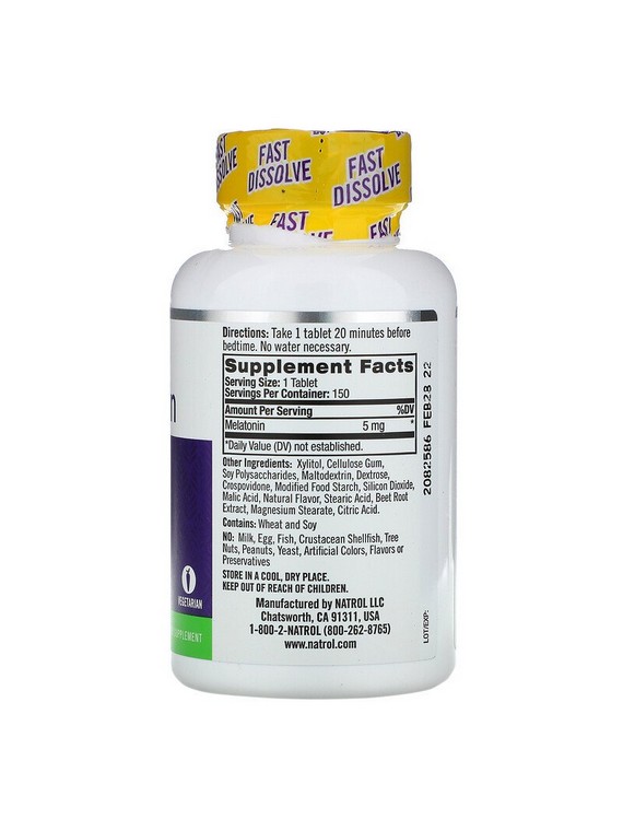 Melatonina 5mg Fast Dissolve 150 tabletas Natrol